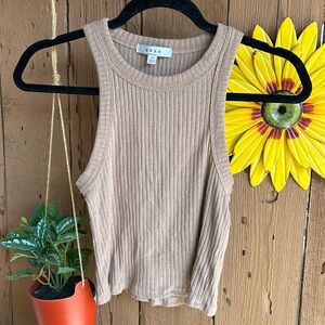 Gaze Tan Ribbed Fitted Tank Top